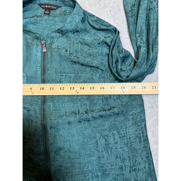 ROCK & REPUBLIC Womens‎ Size Medium Emerald Green Zip Long Sleeve 80s Retro - Picture 10 of 13